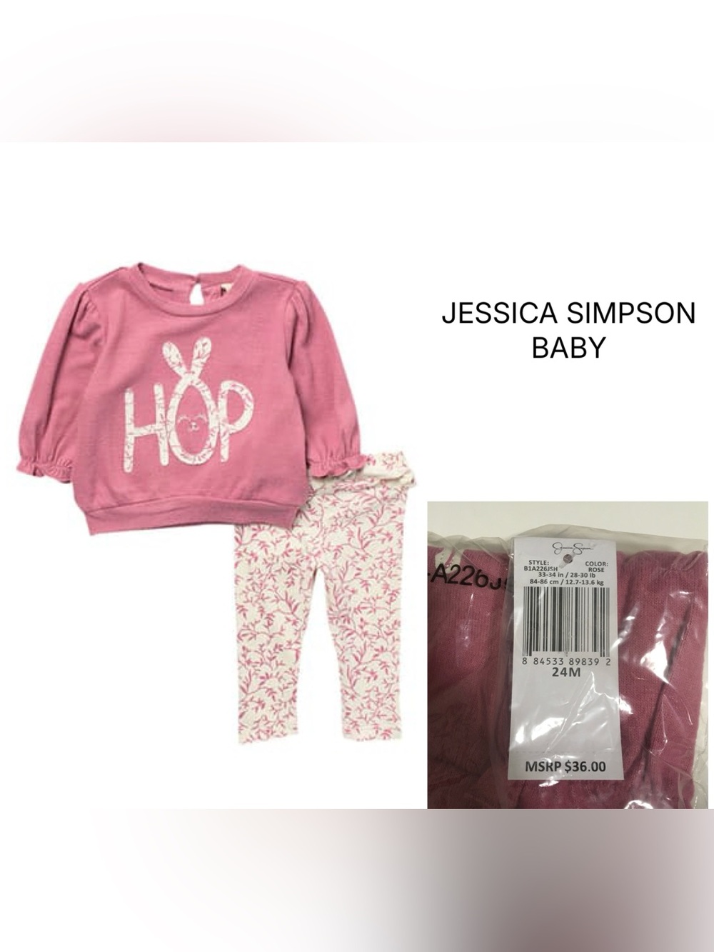 JESSICA SIMPSON BABY - 24M - NWT - 2PC BUNNY OUTFIT